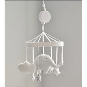 POTTERY‎ BARN Baby Nursery Wooden Crib Mobile Arm & Taylor Elephant Plush Mobile
